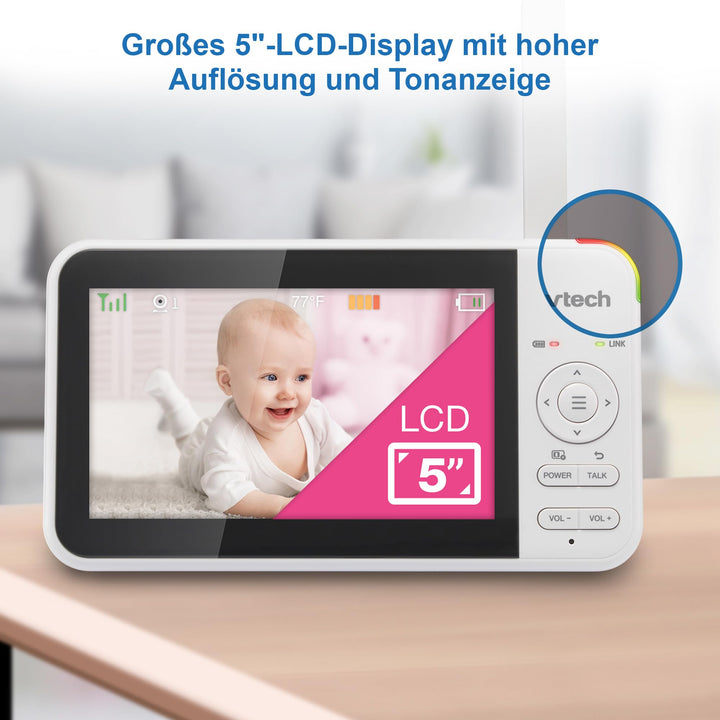 Babymonitor mit 5" LCD-Display, Kamera, Nachtsicht und 300m Reichweite - Bild 7