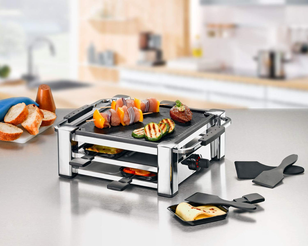 Raclette-Grill 4 Personen Alu-Druckguss gerippte Grillplatte 1000 W - Bild 3