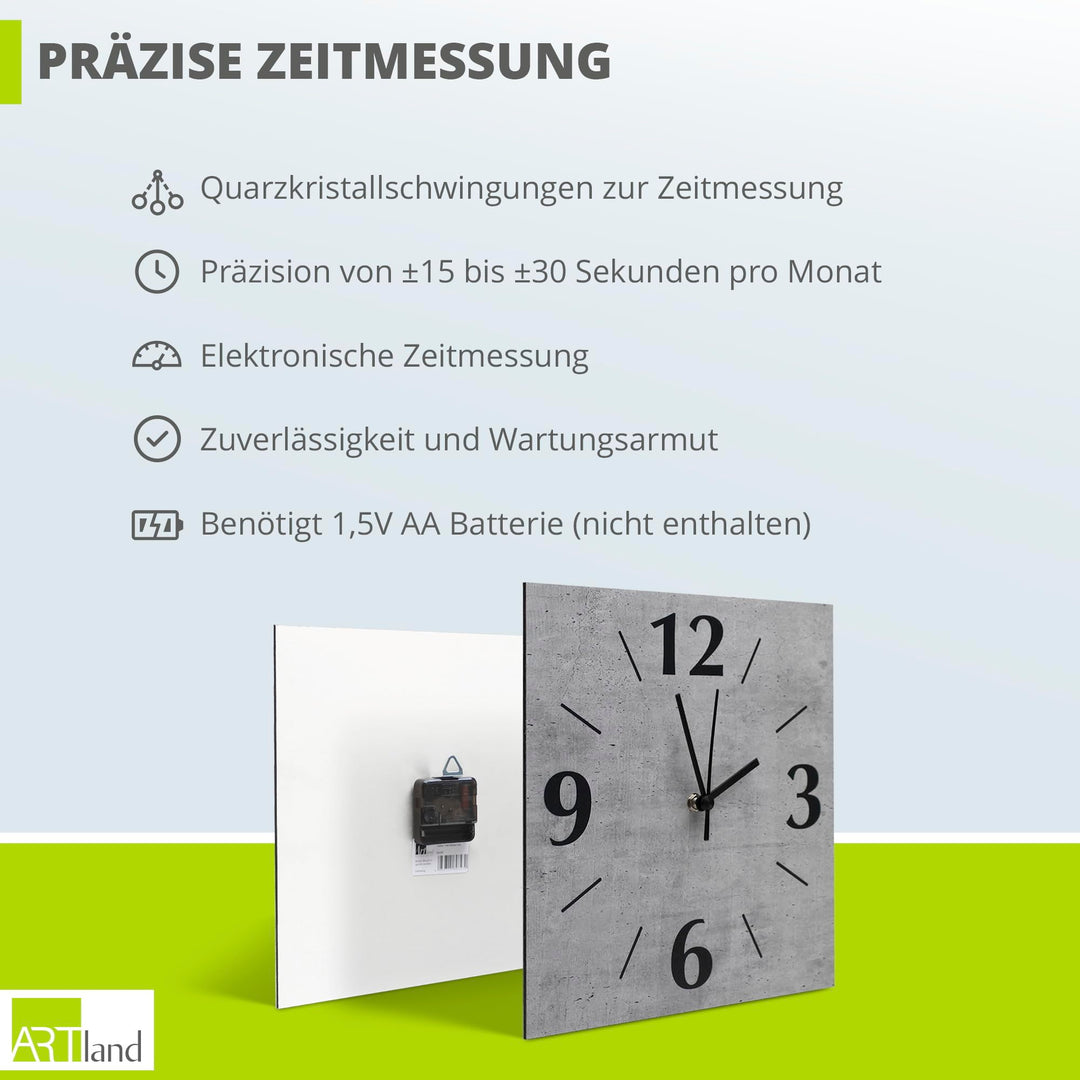 Wanduhr lautlos Aluminium 30x30 cm Wald-Motiv quadratisch - Bild 4