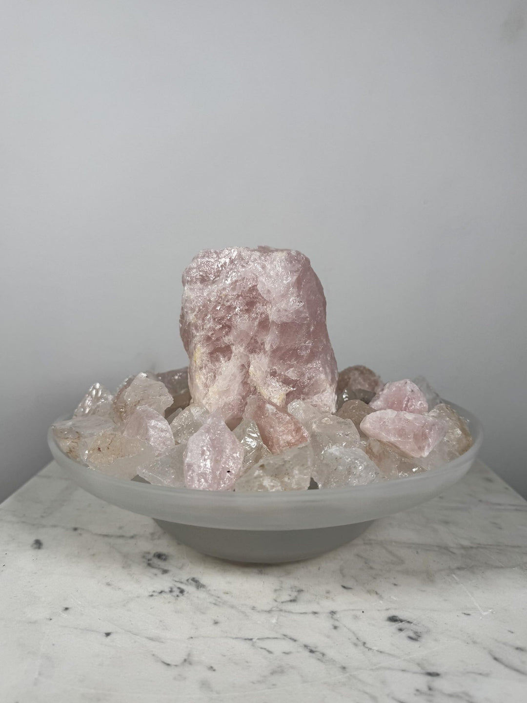 Zimmerbrunnen Rosenquarz mit Beleuchtung weisse Glasschale 25 cm - Bild 9