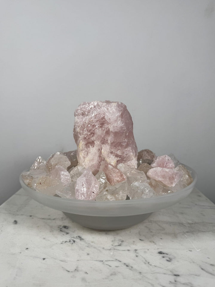 Zimmerbrunnen Rosenquarz mit Beleuchtung weisse Glasschale 25 cm - Bild 9