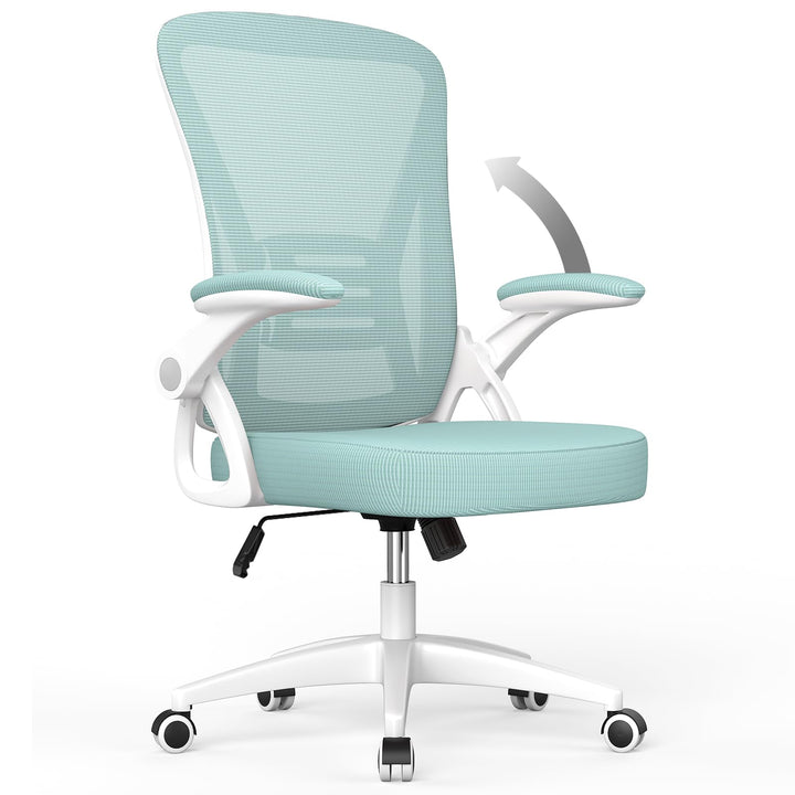 Bürostuhl Ergonomisch Netz Grün mit Lordosenstütze und Armlehnen
