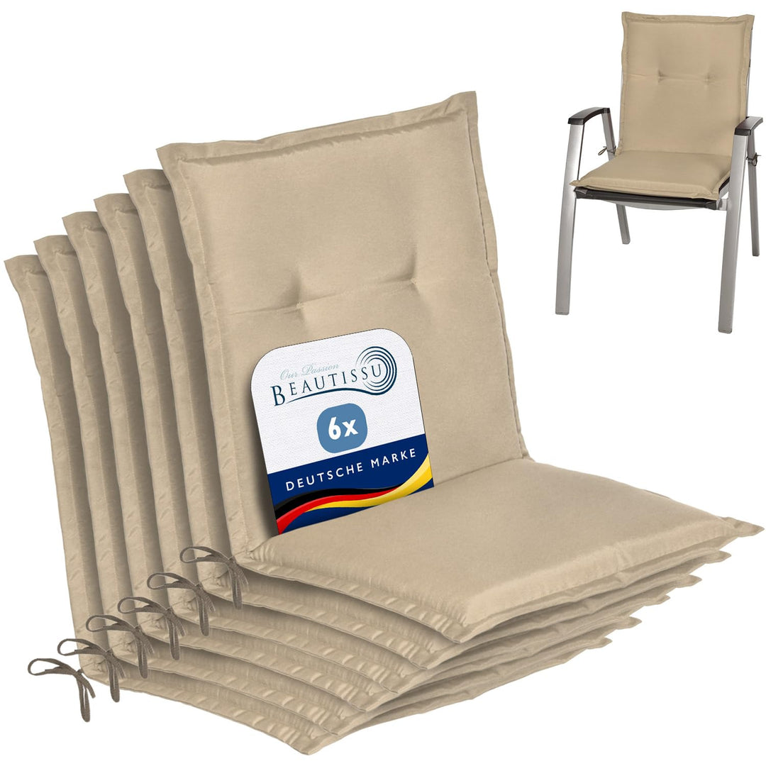Niedriglehner Auflagen 6er-Set Baumwolle Schaumkern Natur UV5