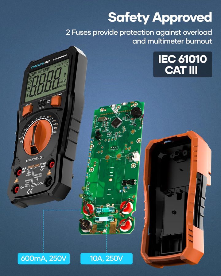 Digitalmultimeter TRMS 6000 Counts Auto-Ranging 10 Messfunktionen - Bild 3