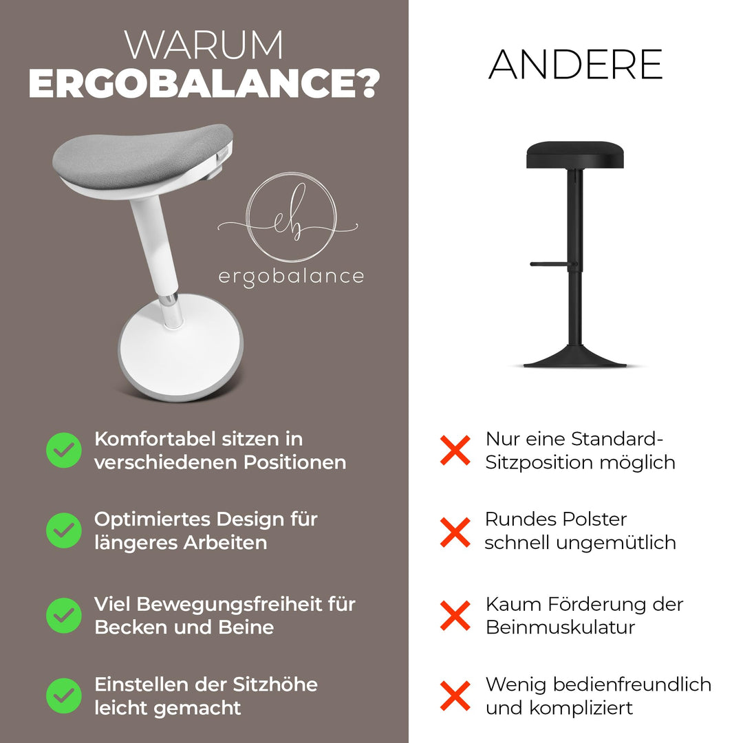 Sattelhocker Büro höhenverstellbar 43–63 cm 2 Sitzpositionen aktives Sitzen - Bild 8