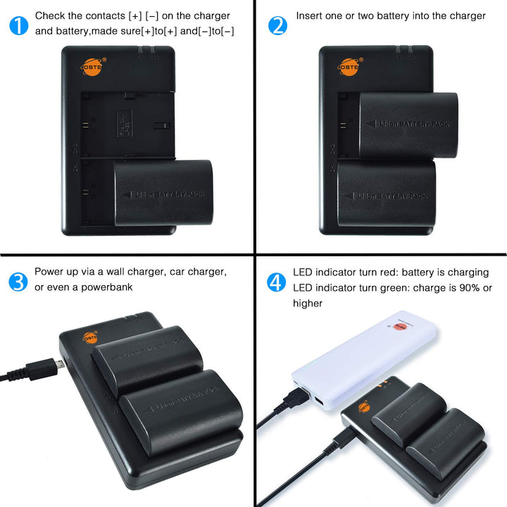 Kamera-Akku LP-E6 2er-Set mit Dual-Ladegerät für Canon EOS - Bild 2