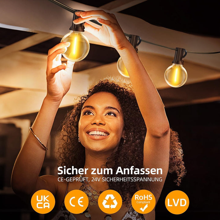 LED Lichterkette Outdoor 60m dimmbar mit Fernbedienung warmweiss - Bild 3