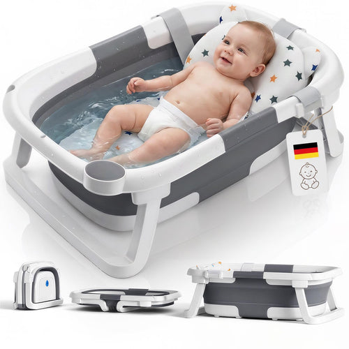 Faltbare Babybadewanne 0-12 Monate BPA-frei mit Wannenkissen