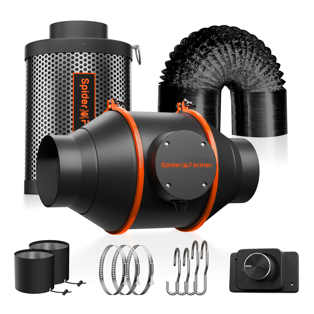 Abluftset 100mm mit Aktivkohlefilter und Rohrventilator