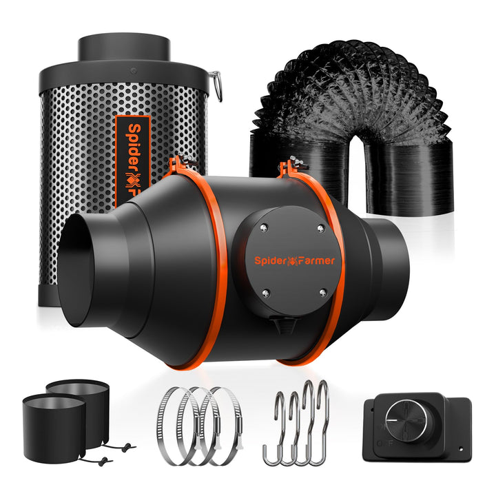Abluftset 100mm mit Aktivkohlefilter und Rohrventilator