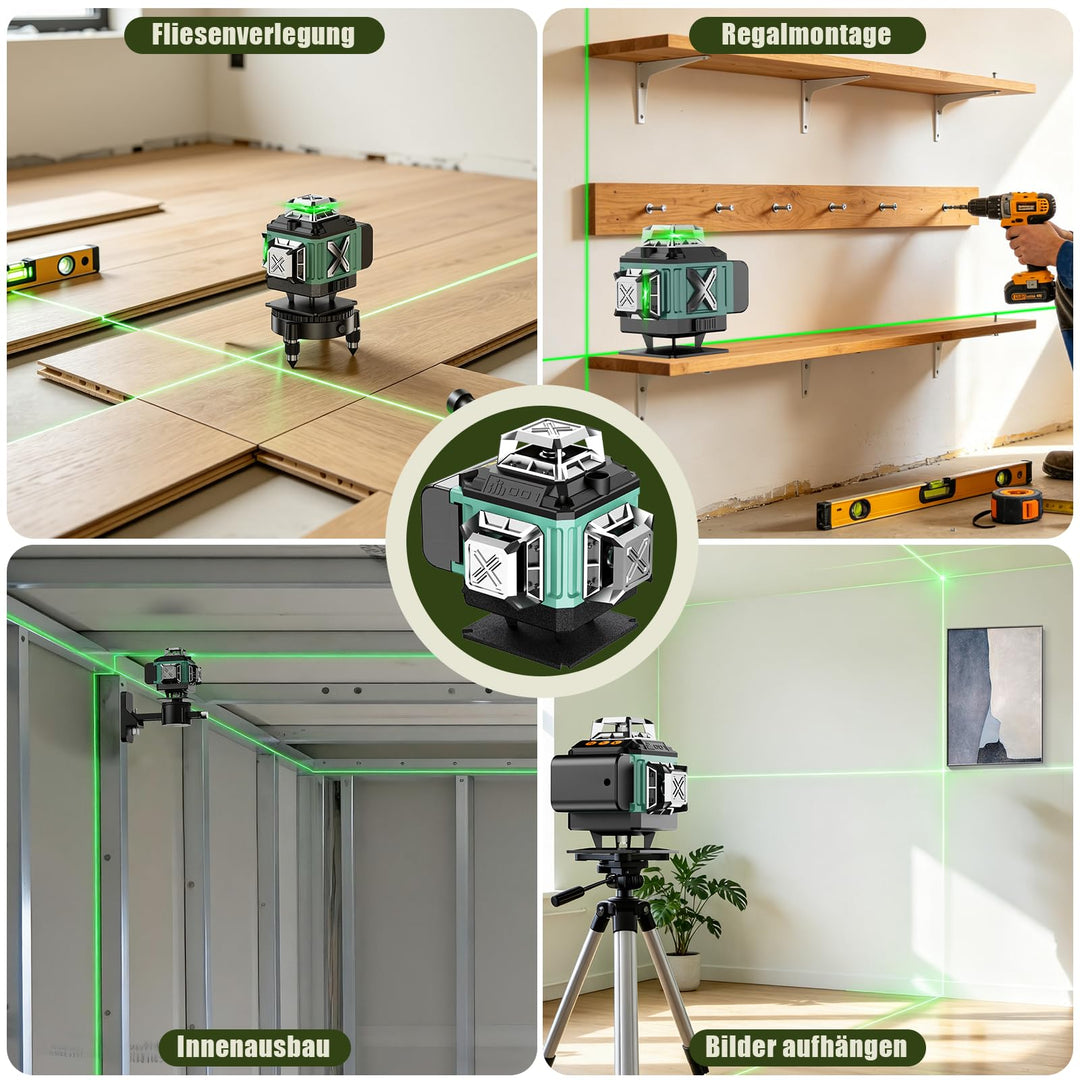 Kreuzlinienlaser Grün 4x360° Selbstnivellierend mit Akku-Set - Bild 5
