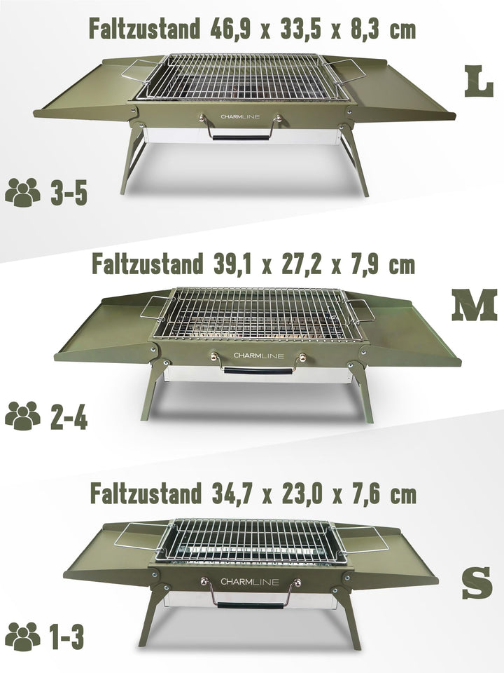 Klappbarer Holzkohlegrill 47x34 cm für 3-5 Personen Camping - Bild 8