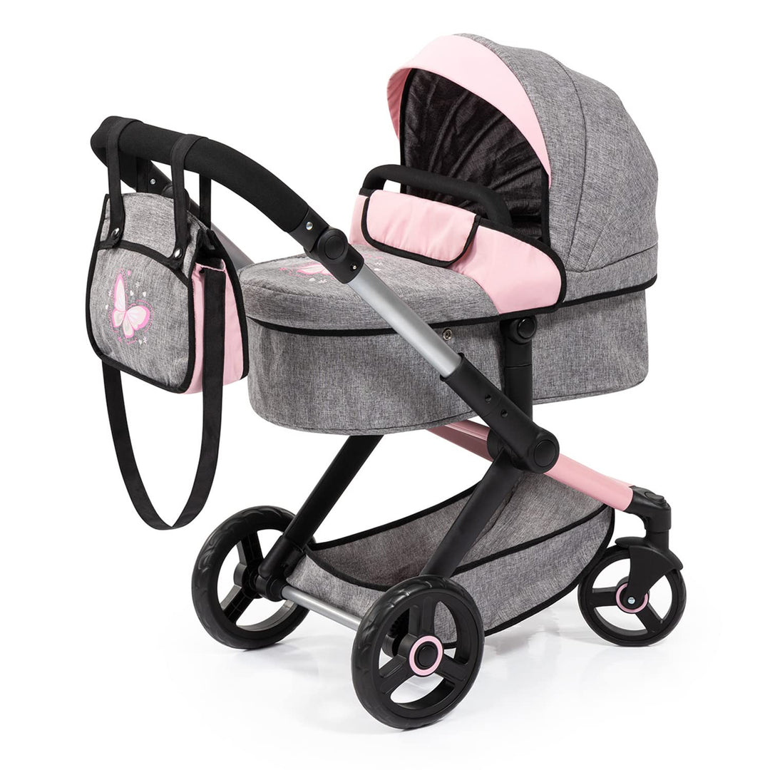 Puppenwagen 3-in-1 höhenverstellbar mit Tasche für Puppen bis 46 cm
