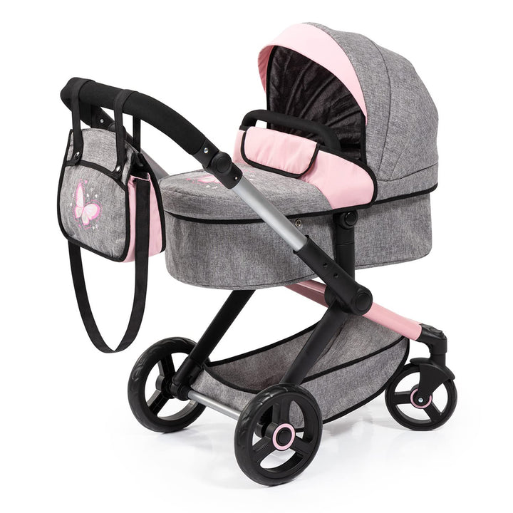 Puppenwagen 3-in-1 höhenverstellbar mit Tasche für Puppen bis 46 cm