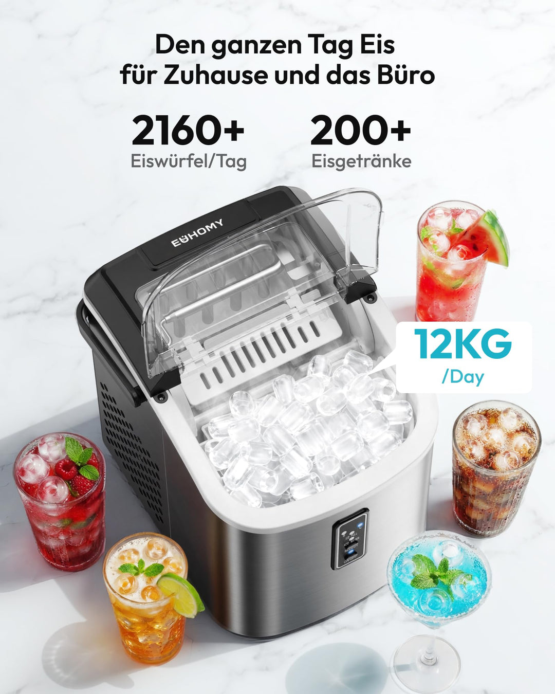 Eiswürfelmaschine Kompakt 9 Würfel in 6 Min 12 kg/Tag selbstreinigend - Bild 3