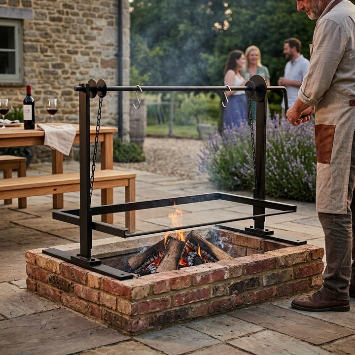 Grillständer Stahl schwarz 78x42x43 cm für Outdoor-Grillen - Bild 9