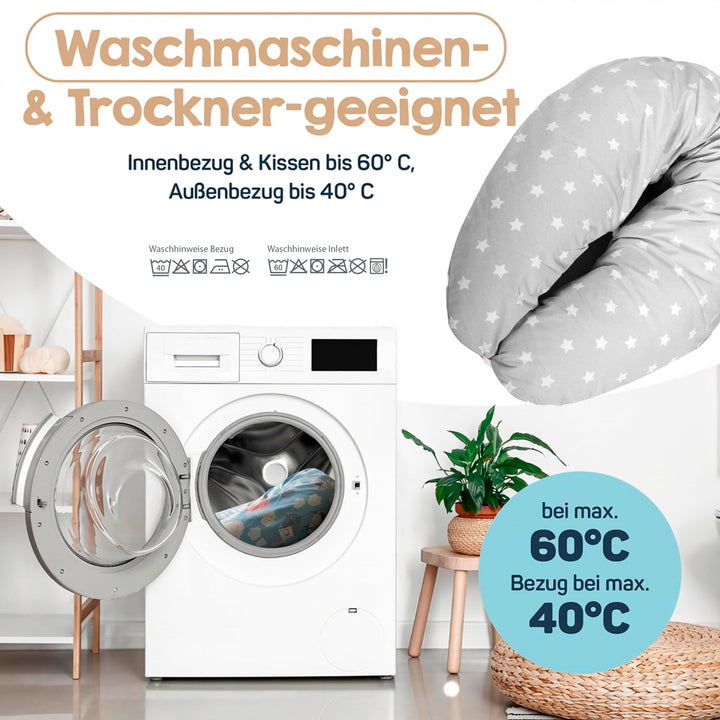 Stillkissen XXL Seitenschläferkissen Baumwolle-Polyester Big Stars Grau - Bild 6