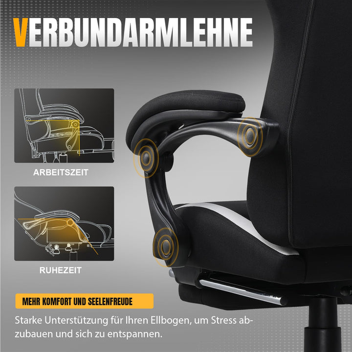 Gaming Stuhl Stoff ergonomisch mit Fussstütze 150 kg Traglast - Bild 9