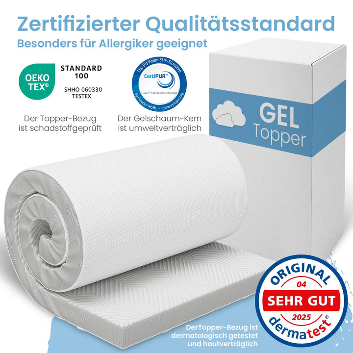Matratzentopper Gel-Memory-Schaum 80x200 cm 5 cm hoch mit 3D-Netzbezug - Bild 8