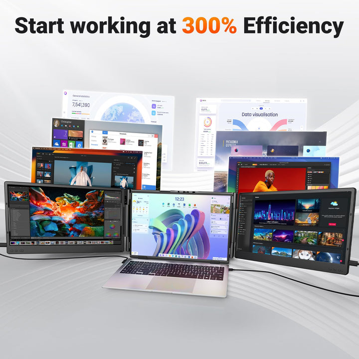 Laptop-Bildschirmerweiterung 14 Zoll FHD 1080p IPS Triple-Monitor Plug &amp; Play - Bild 4