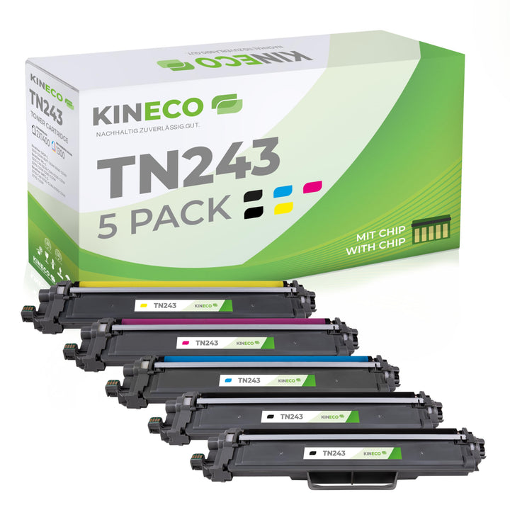 Toner-Multipack 5er Set kompatibel TN-243/TN-247 fuer Brother Farblaserdrucker