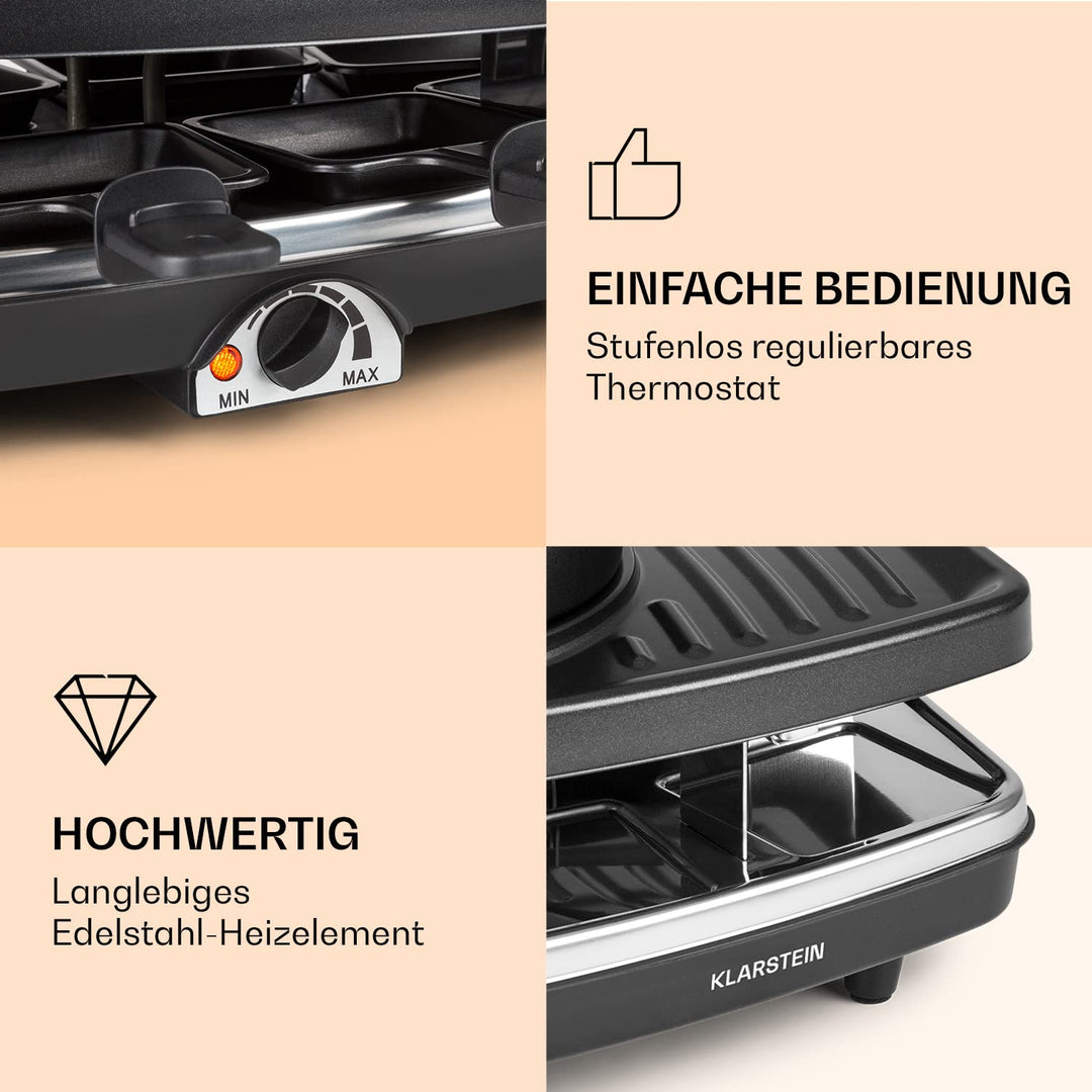 Raclette-Fondue-Set 3-in-1 mit Steinplatte 1100W fuer 8 Personen - Bild 4