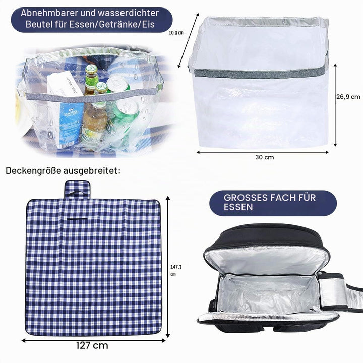 Picknickrucksack für 4 Personen mit Geschirr-Set und Decke - Bild 3