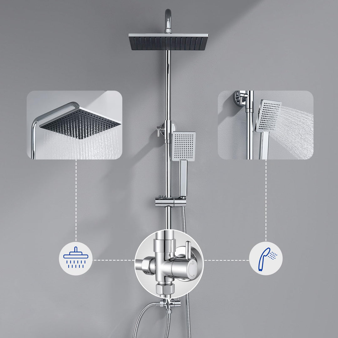 Regendusche ohne Armatur Edelstahl 25x25cm höhenverstellbar 74-109cm - Bild 8