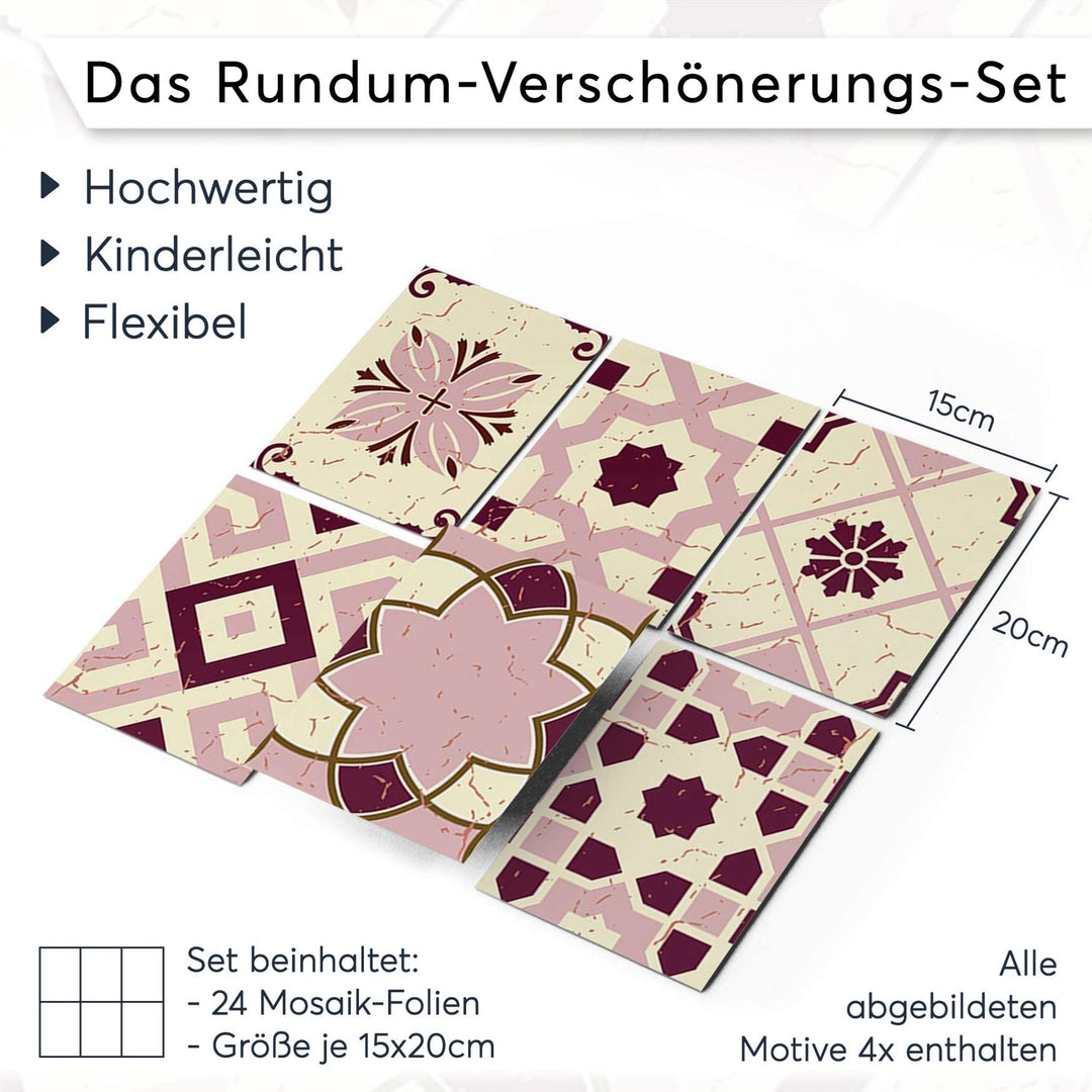 Mosaik Fliesenfolie selbstklebend 15x20 cm 24-teilig Küche Bad - Bild 7