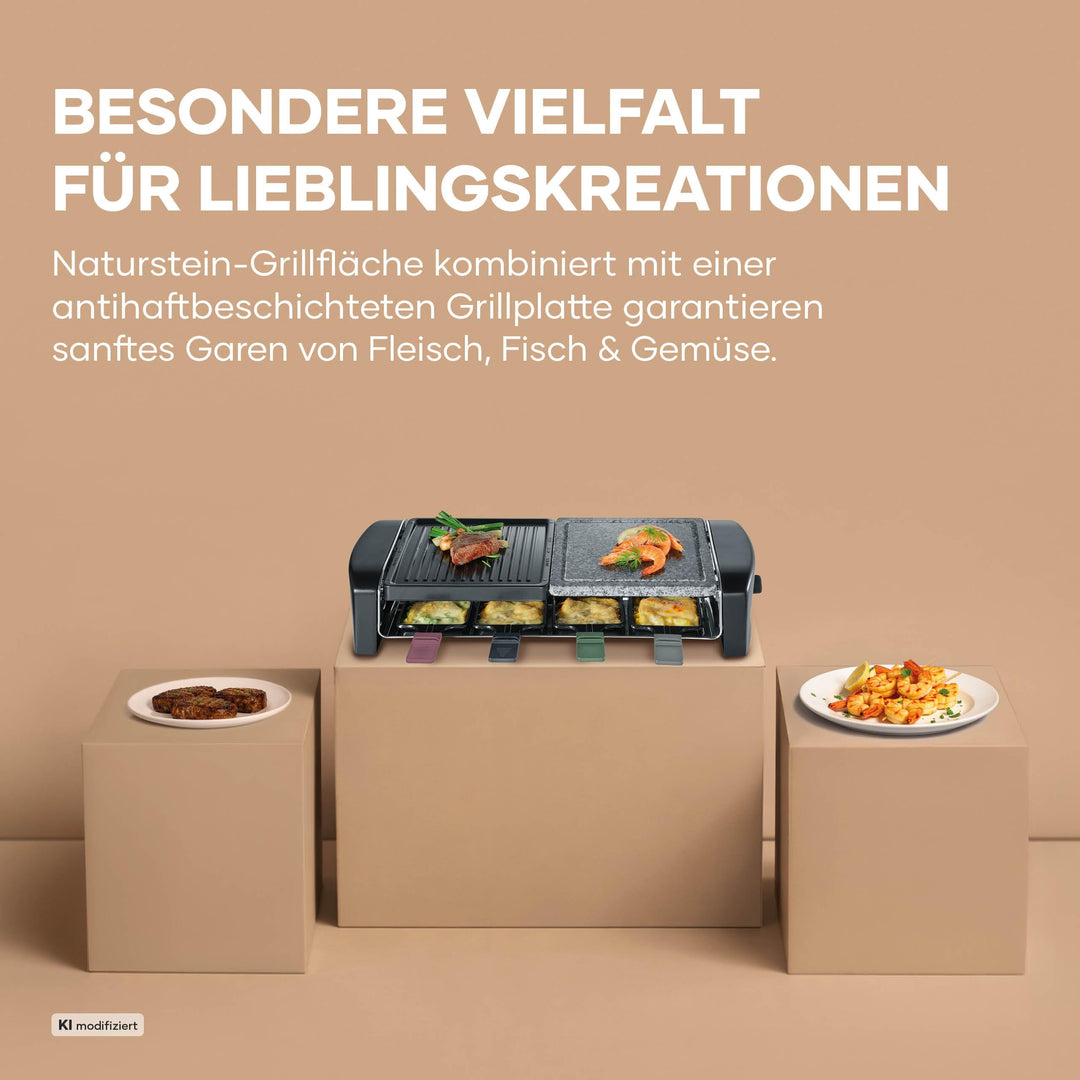 Raclette-Grill mit Naturgrillstein und Grillplatte für 8 Personen - Bild 4