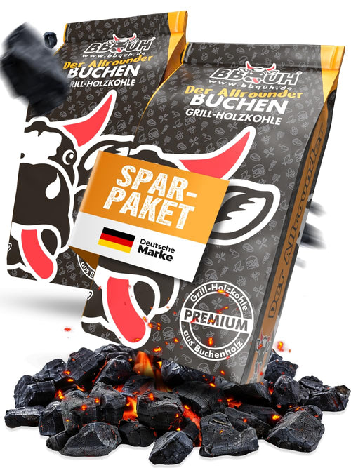 Buchenholzkohle 2x 9 kg für Grill und Smoker, Steakhouse-Qualität