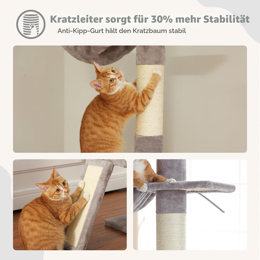 Kratzbaum Boden bis Decke höhenverstellbar 216-273 cm für 2-4 Katzen - Bild 5