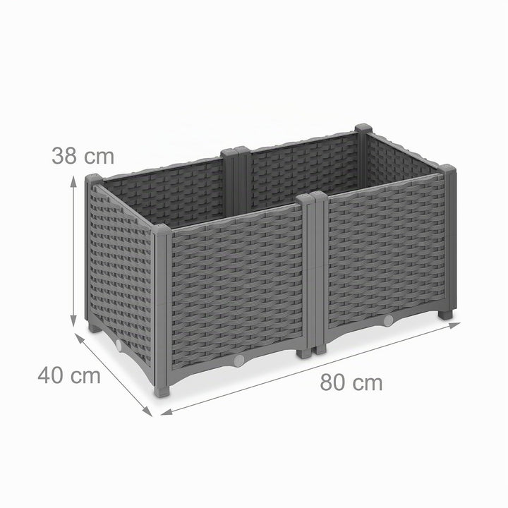 Pflanzkübel Rattan-Optik Selbstbewässerung 80x40cm grau Balkon - Bild 4