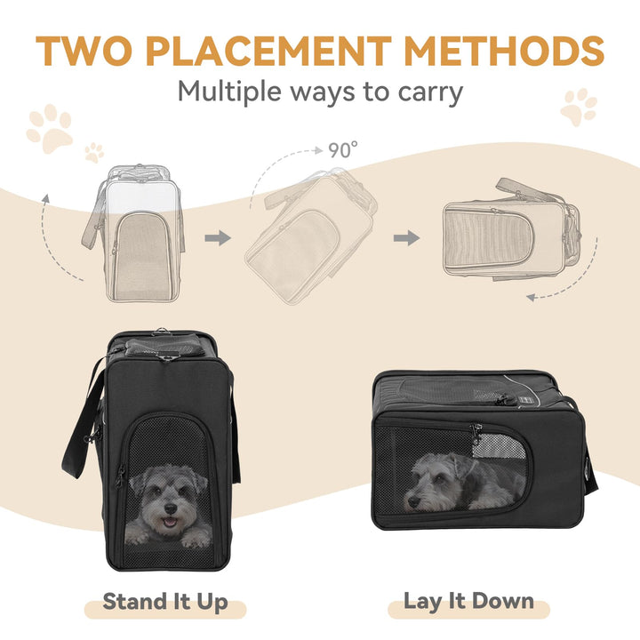 Hundetasche Flugzeug 55x40x23 cm bis 13 kg mit Dual-Mode Schwarz - Bild 2