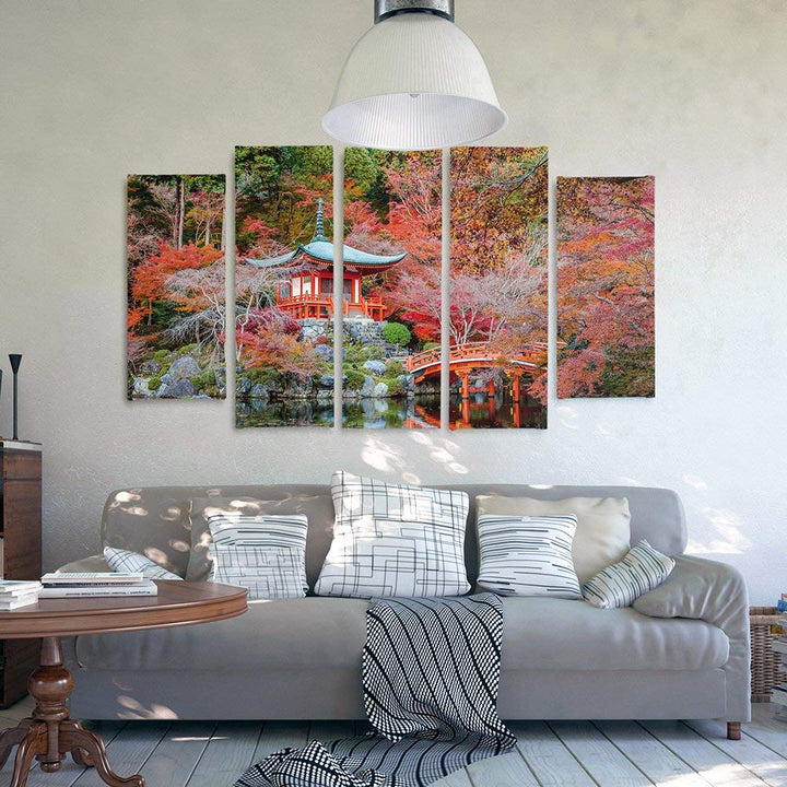 Leinwandbild 5-teilig Japanischer Garten Rot 150x100 cm Canvas - Bild 6