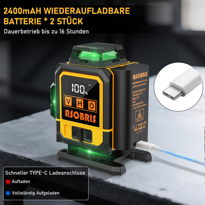 Kreuzlinienlaser 16 Linien 4D 360° selbstnivellierend mit Stativ - Bild 5