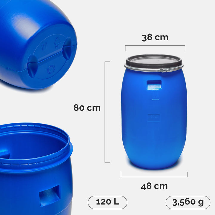 Weithalsfass 120L HDPE Lebensmittelecht für Wasser, Futter &amp; Gärung - Bild 2