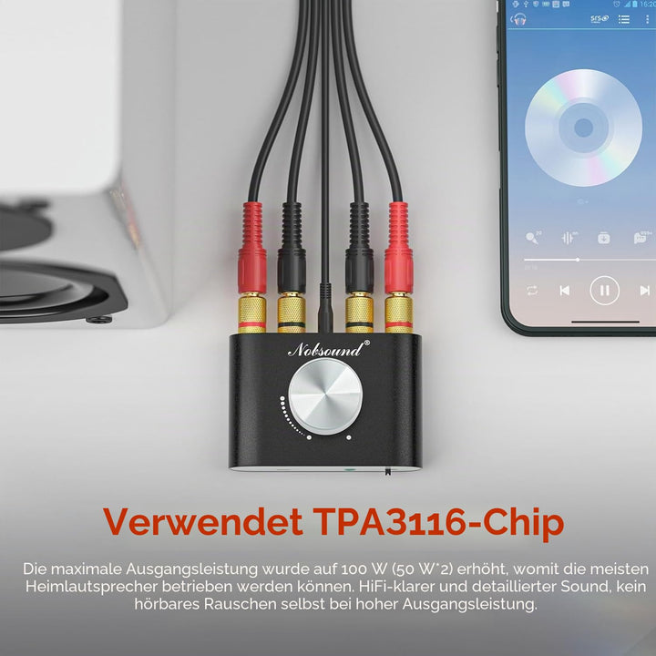 HiFi Stereo Verstärker Bluetooth 5.0 50W×2 2.0 Kanal mit Netzteil - Bild 2