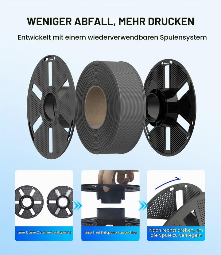 PLA Matt Filament 1.75mm Schwarz 4x 1.1kg Spulen Vorteilspack - Bild 6
