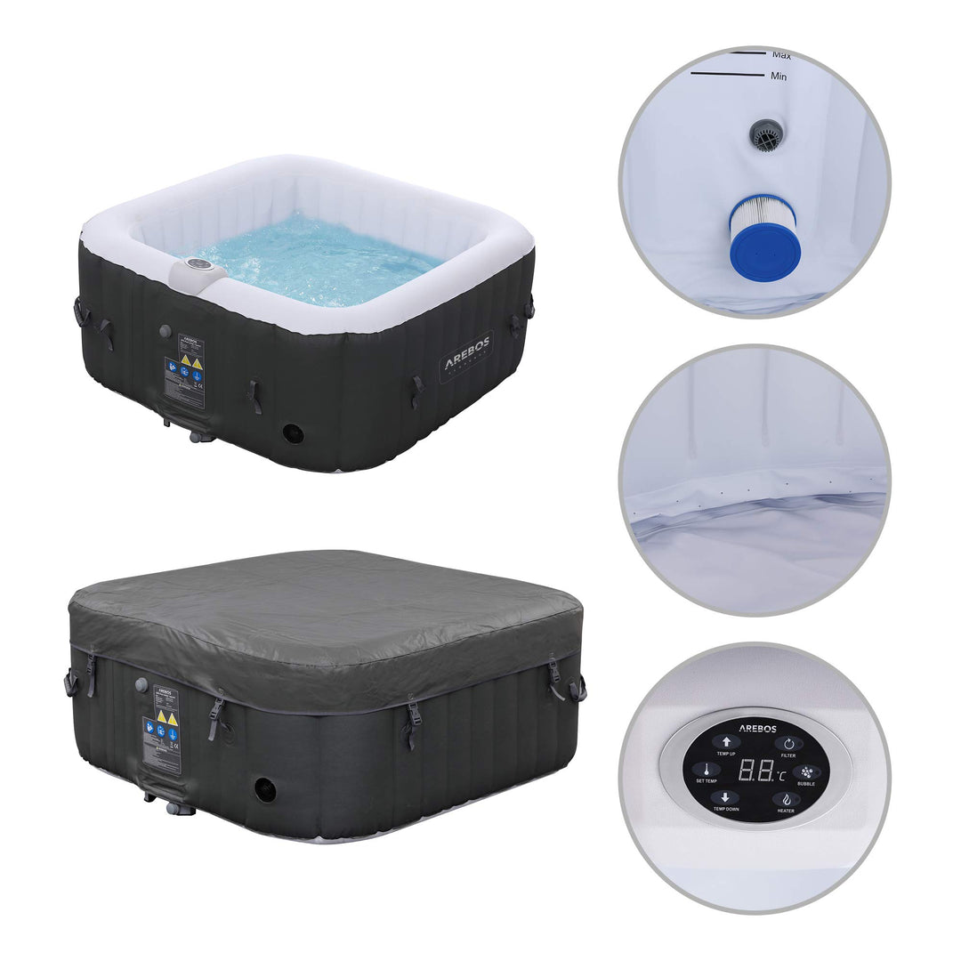 Aufblasbarer Whirlpool 154x154cm 4 Personen 100 Massagedüsen - Bild 8