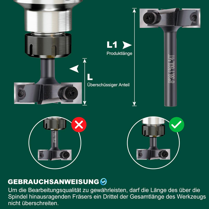 Planfräser 38,1 mm Schnittdurchmesser 8 mm Schaft für Oberfräse CNC - Bild 7