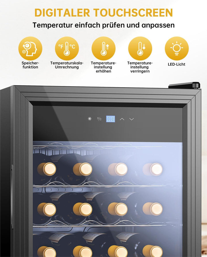 Weinkühlschrank Kompressor 82 L für 28 Flaschen mit Glastür LED - Bild 2