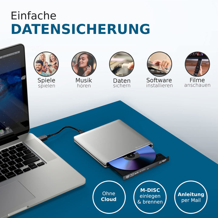 Externes Blu-ray Laufwerk USB-C 4K UHD M-DISC BDXL Aluminium - Bild 5