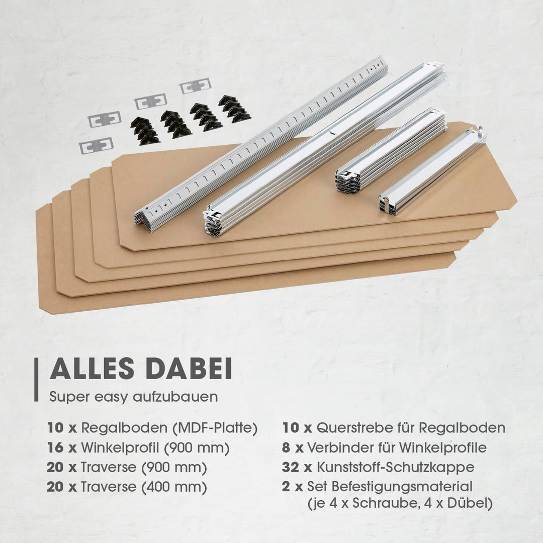 Schwerlastregal 2er-Set 180x90x40 cm MDF 10 Ebenen Garage Keller - Bild 6