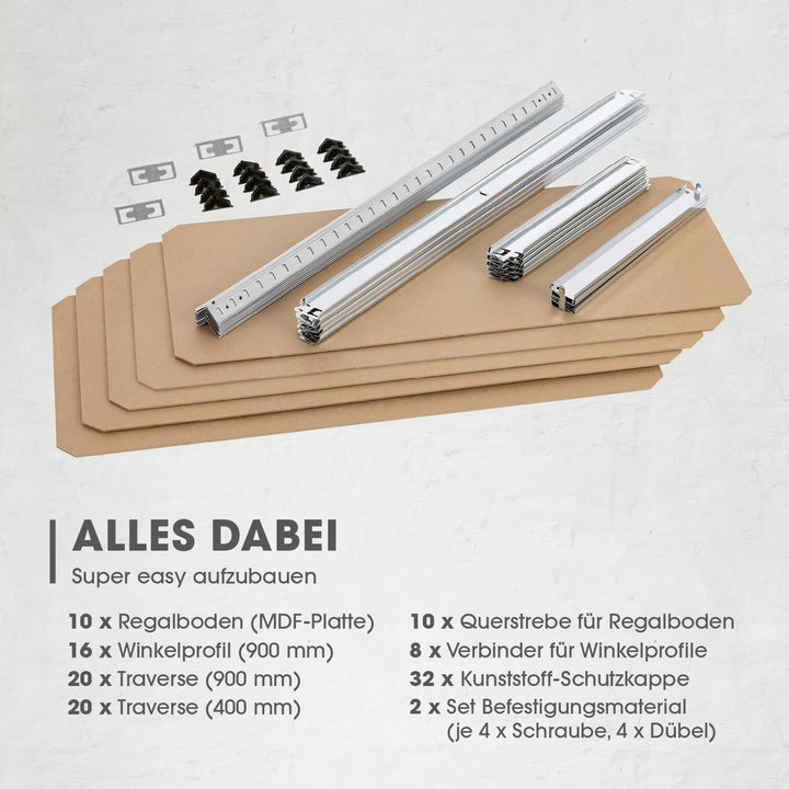 Schwerlastregal 2er-Set 180x90x40 cm MDF 10 Ebenen Garage Keller - Bild 6