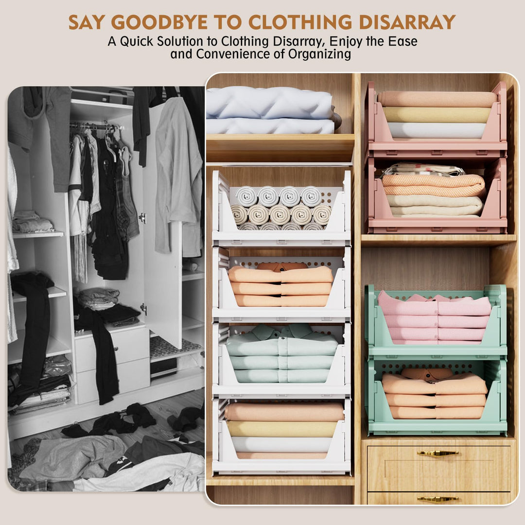 Schubladenbox Kleiderschrank Organizer stapelbar 8er-Set Weiss - Bild 7