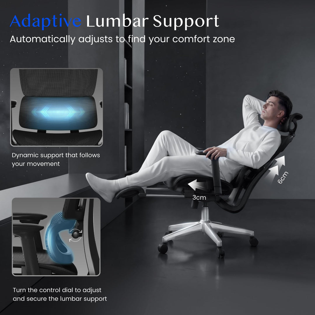 Ergonomischer Bürostuhl mit Fussstütze 3D-Armlehnen bis 136 kg - Bild 4