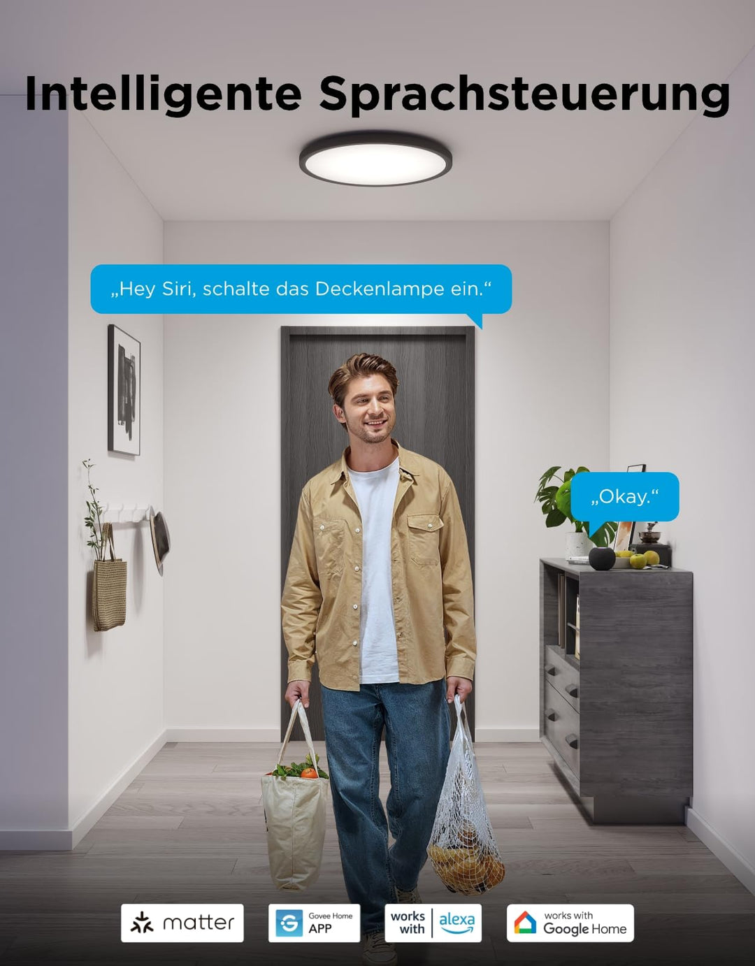 Smart LED Deckenleuchte RGBIC dimmbar 24W 2400lm Ø30cm - Bild 4
