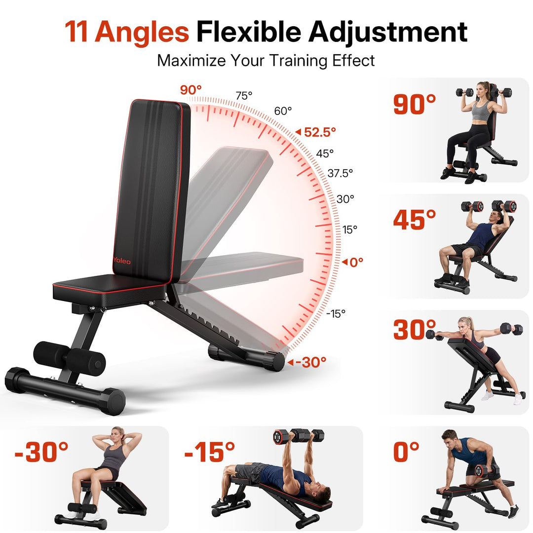 Hantelbank verstellbar klappbar 300 kg 11 Positionen Home Gym - Bild 3