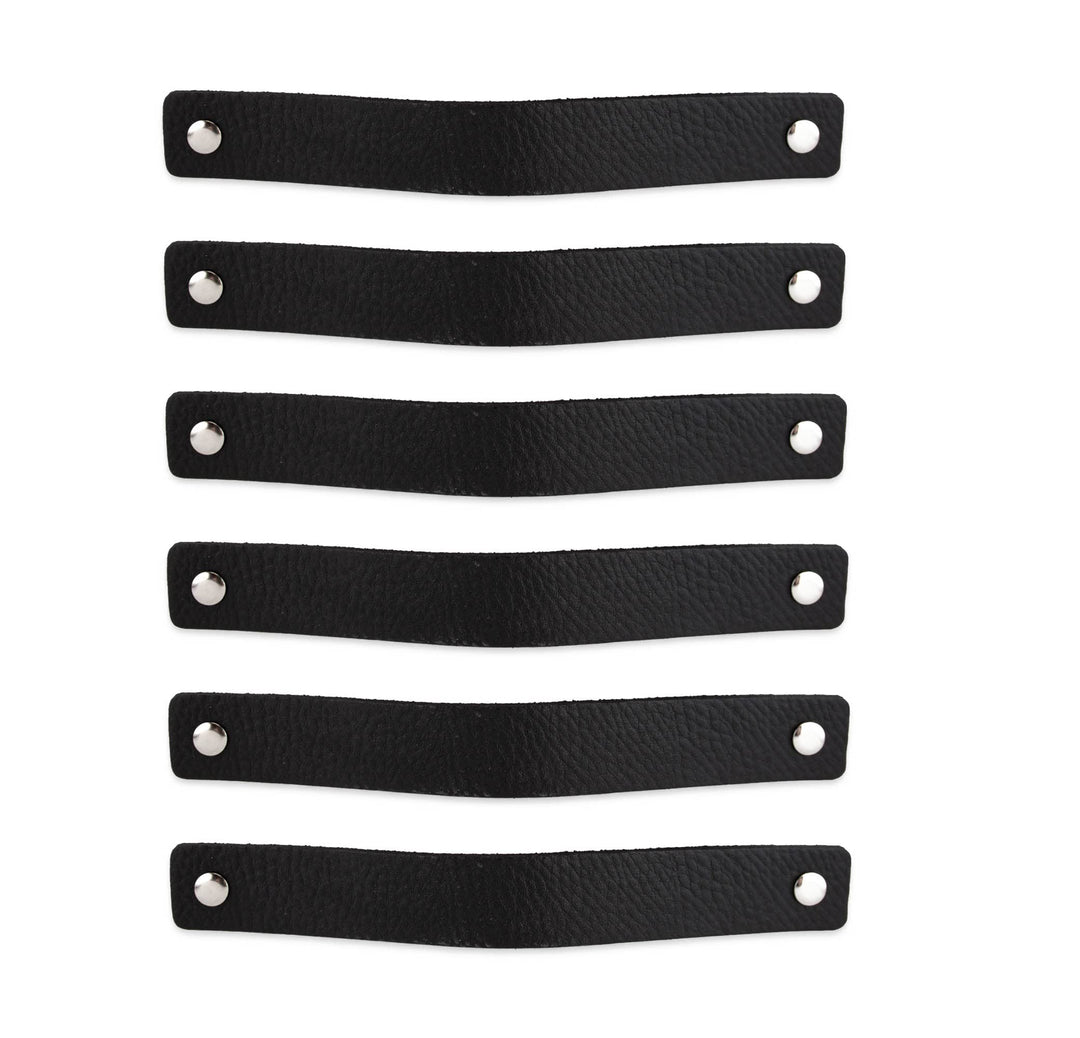 Möbelgriffe Leder 20 x 2,5 cm Schwarz 12er-Set mit Schrauben